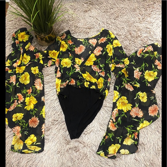 Tops - Sheer floral bodysuit